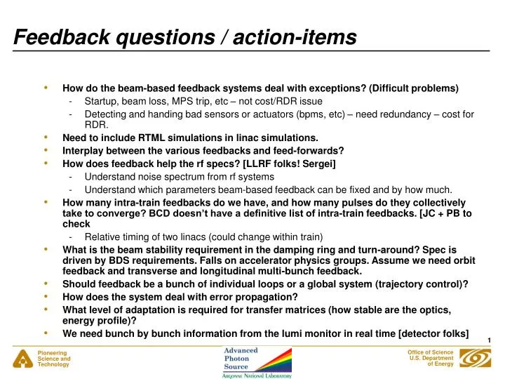 feedback questions action items