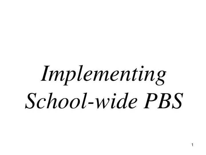 implementing school wide pbs