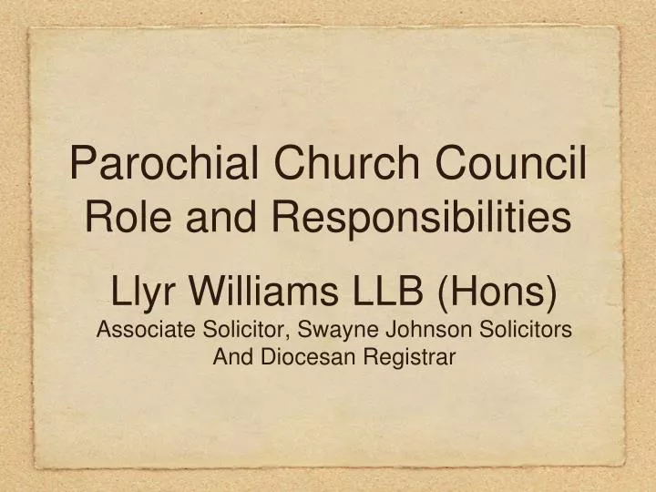 parochial church council role and responsibilities