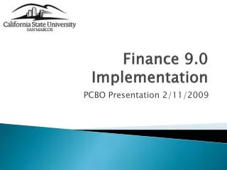 Finance 9.0 Implementation