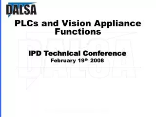 PLCs and Vision Appliance Functions