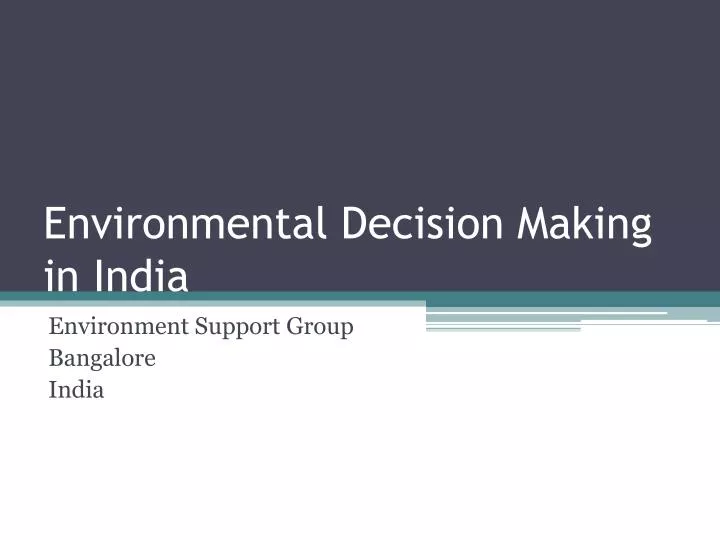 environmental decision making in india