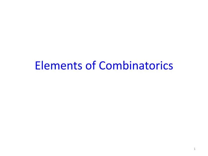 elements of combinatorics