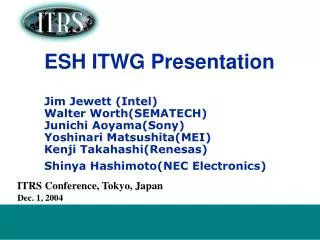 ITRS Conference, Tokyo, Japan