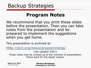 Backup Strategies