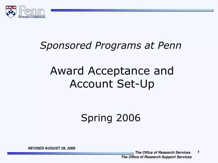 award acceptance and account set up