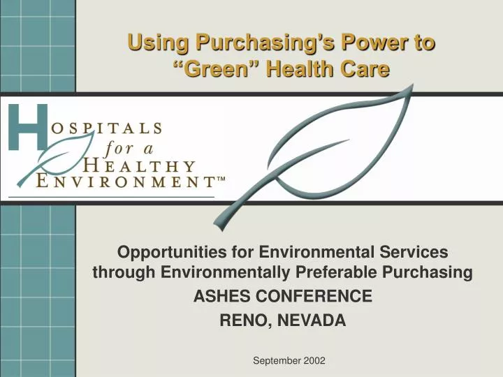 using purchasing s power to green health care