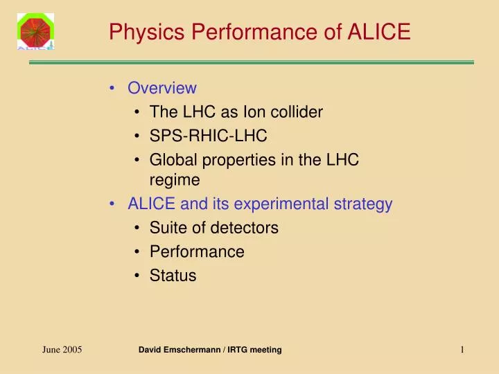 physics performance of alice
