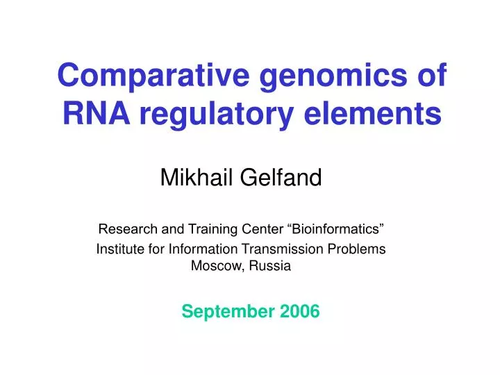 comparative genomics of rna regulatory elements