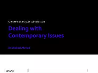 Dealing with Contemporary Issues Dr Shakeel Ahmad