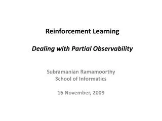 Reinforcement Learning Dealing with Partial Observability