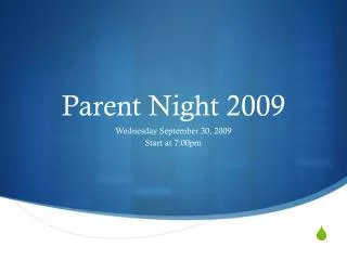 Parent Night 2009