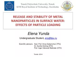 RELEASE AND STABILITY OF METAL NANOPARTICLES IN SURFACE WATER: EFFECTS OF PARTICLE LOADING