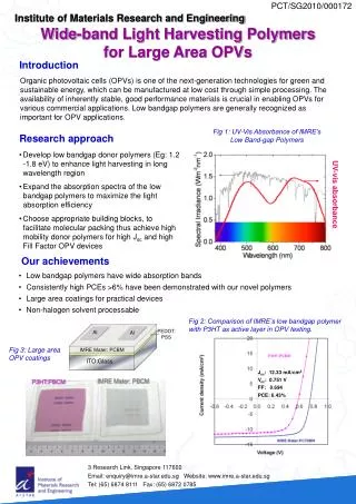 Wide-band Light Harvesting Polymers for Large Area OPVs