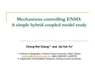 Mechanisms controlling ENSO: A simple hybrid coupled model study