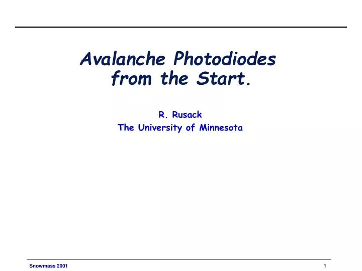 avalanche photodiodes from the start