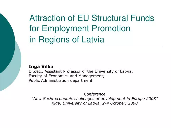 attraction of eu structural funds for employment promotion in regions of latvia