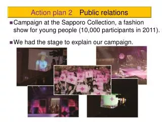 Campaign at the Sapporo Collection, a fashion show for young people (10,000 participants in 2011).