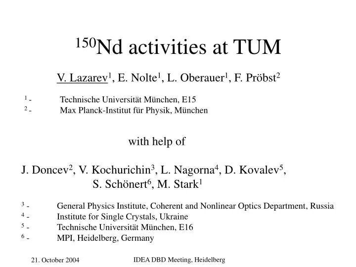 150 nd activities at tum