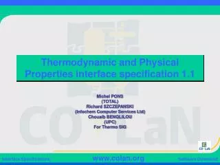 Thermodynamic and Physical Properties interface specification 1.1