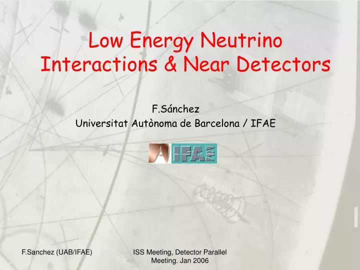 low energy neutrino interactions near detectors