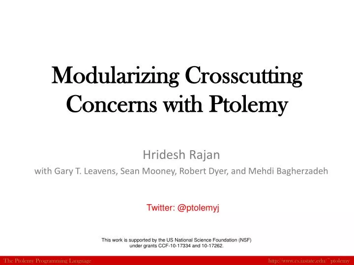 modularizing crosscutting concerns with ptolemy