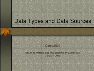 Data Types and Data Sources