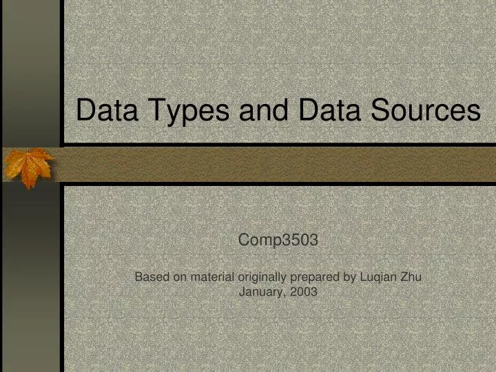 data types and data sources
