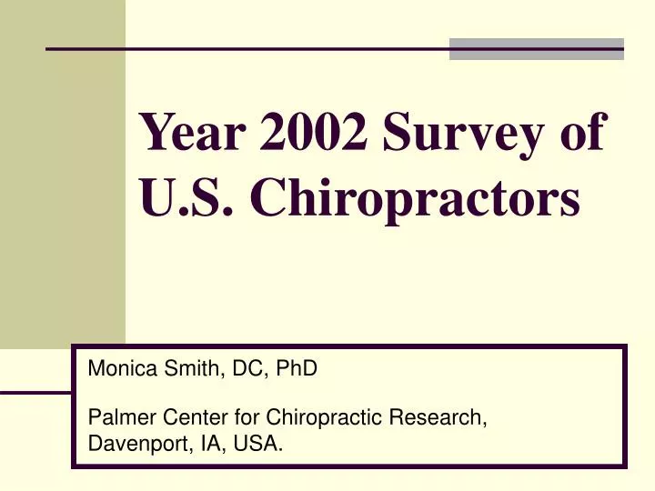year 2002 survey of u s chiropractors