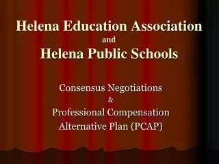Helena Education Association and Helena Public Schools