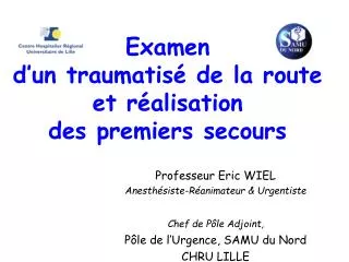 examen d un traumatis de la route et r alisation des premiers secours