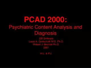 PCAD 2000: Psychiatric Content Analysis and Diagnosis
