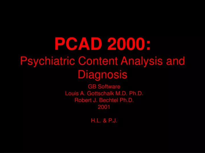 pcad 2000 psychiatric content analysis and diagnosis