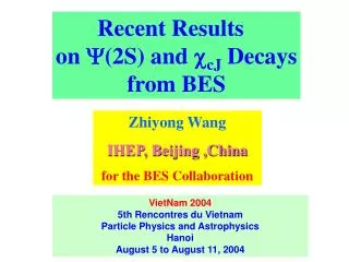 Recent Results on ?(2S) and ? cJ Decays from BES