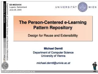 The Person-Centered e-Learning Pattern Repository Design for Reuse and Extensibility