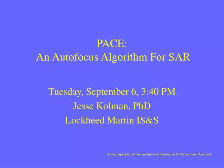 pace an autofocus algorithm for sar