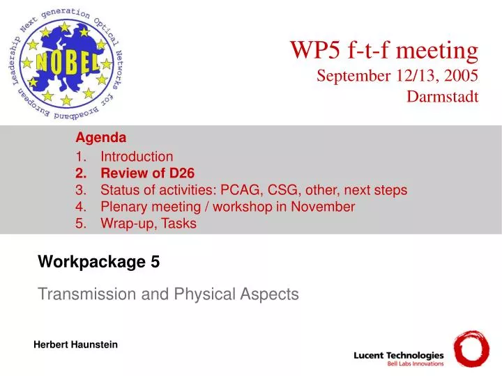 workpackage 5 transmission and physical aspects