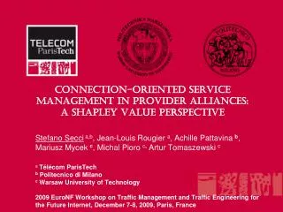 Connection-oriented Service Management in Provider Alliances: a Shapley Value Perspective