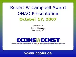 Robert W Campbell Award
