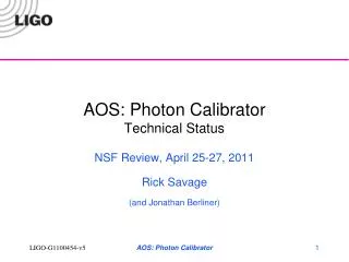 AOS: Photon Calibrator Technical Status