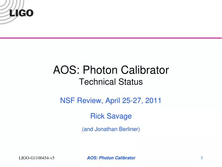 aos photon calibrator technical status