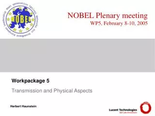 Workpackage 5 Transmission and Physical Aspects