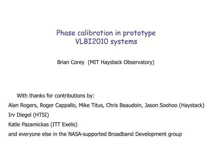 phase calibration in prototype vlbi2010 systems