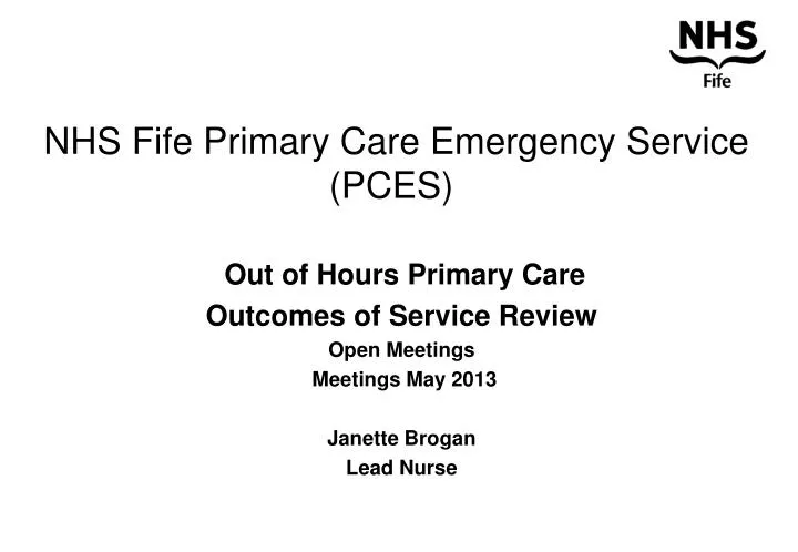 nhs fife primary care emergency service pces