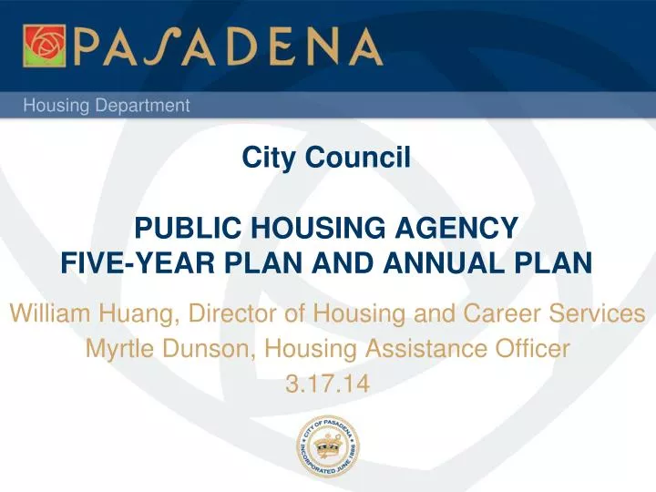 city council public housing agency five year plan and annual plan