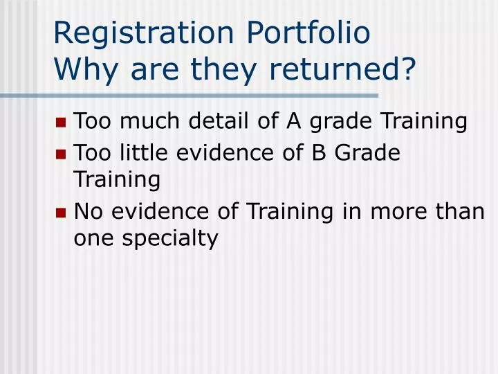 registration portfolio why are they returned