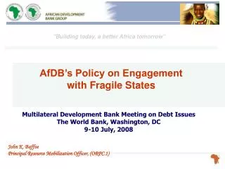Multilateral Development Bank Meeting on Debt Issues The World Bank, Washington, DC