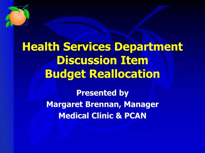 health services department discussion item budget reallocation