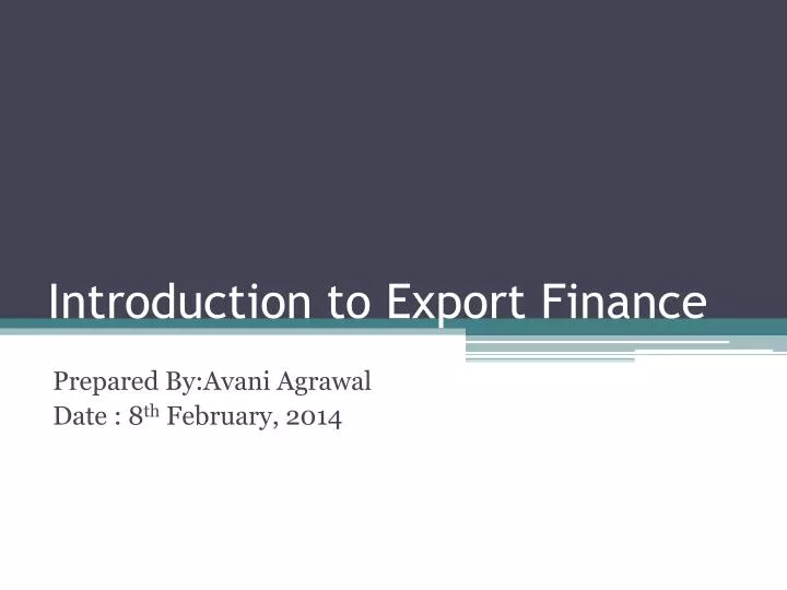 introduction to export finance