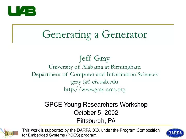 gpce young researchers workshop october 5 2002 pittsburgh pa